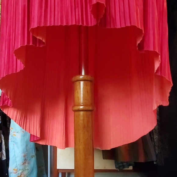 Crystal Pleat Assymetrical Hi-Low Two-tone Skirt - Picture 2 of 4